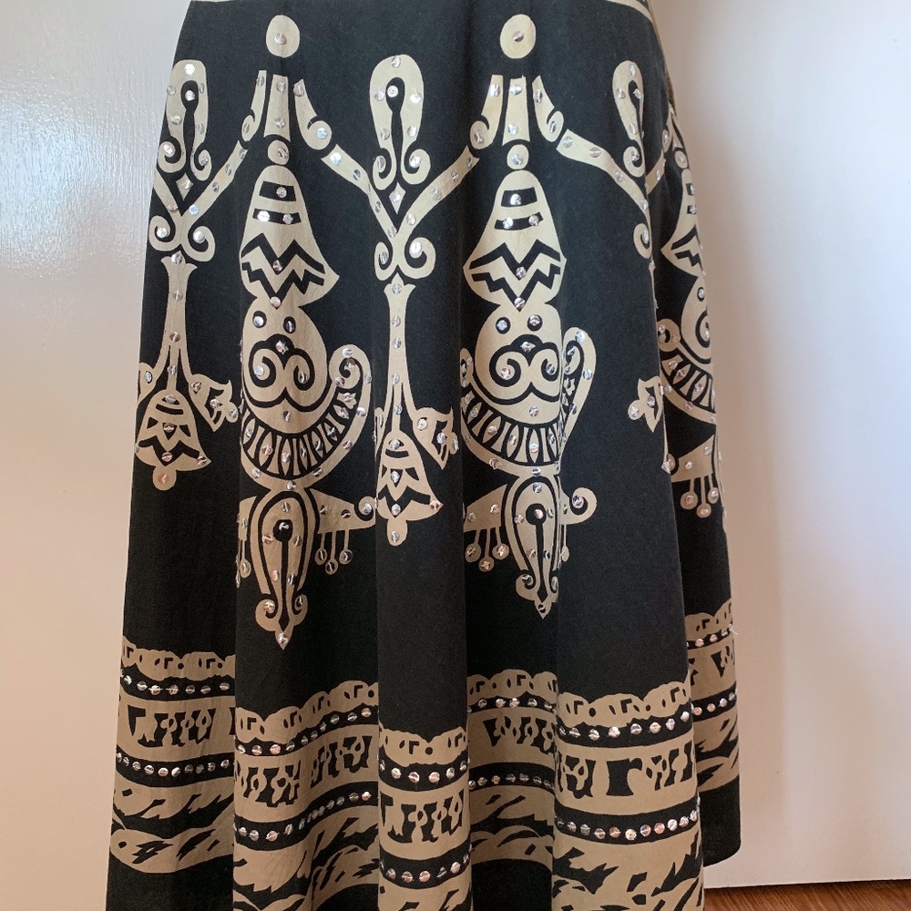 Mexican-style Cotton Skirt with Sequins
